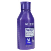 Purple bottle of Redken color extend blondage conditioner on a white background