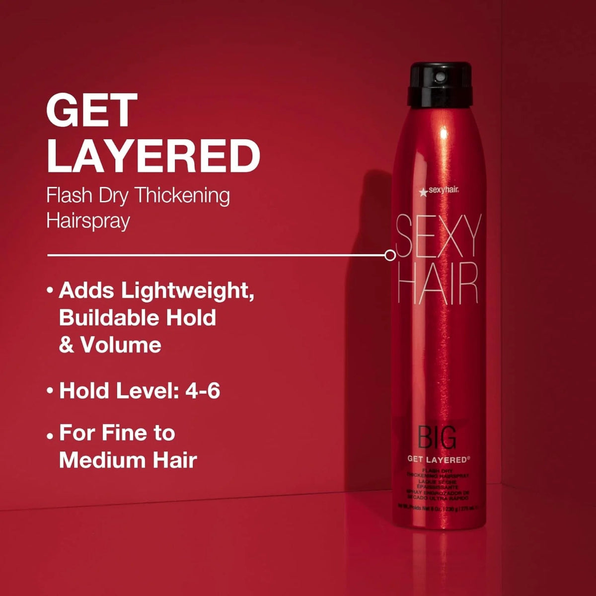 Sexy Hair Big Get Layered  Flash Dry Thickening Hair Spray
