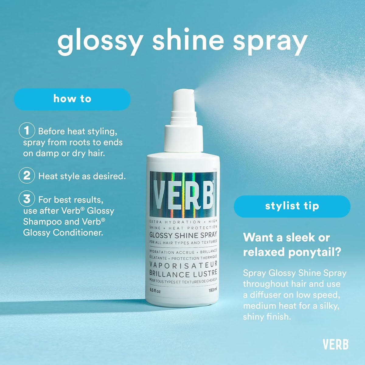 VERB Glossy Shampoo Conditioner & Shine Spray Bundle