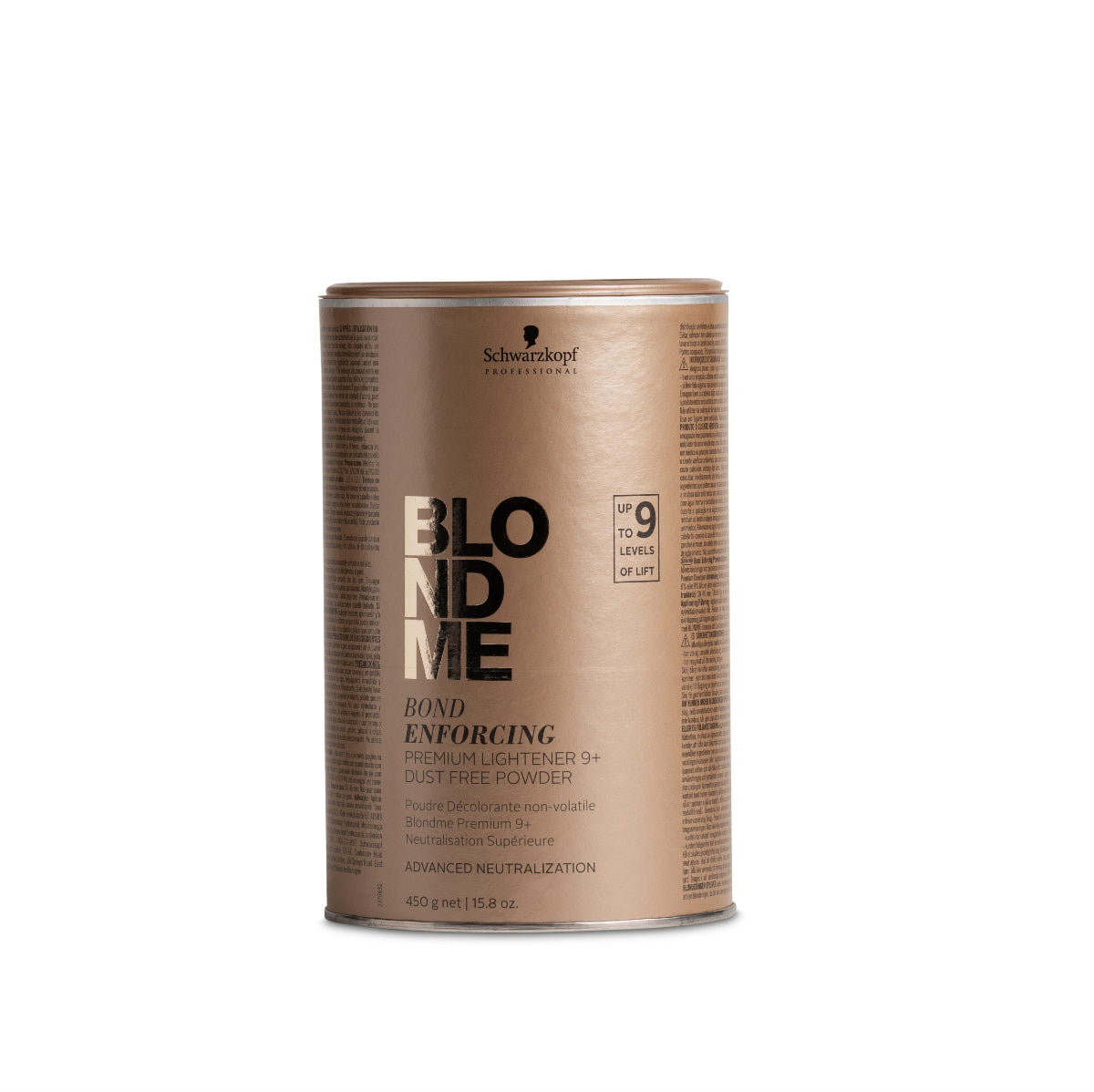 Can of Schwarzkopf Blonde Me Bond Enforcing hair product on a white background