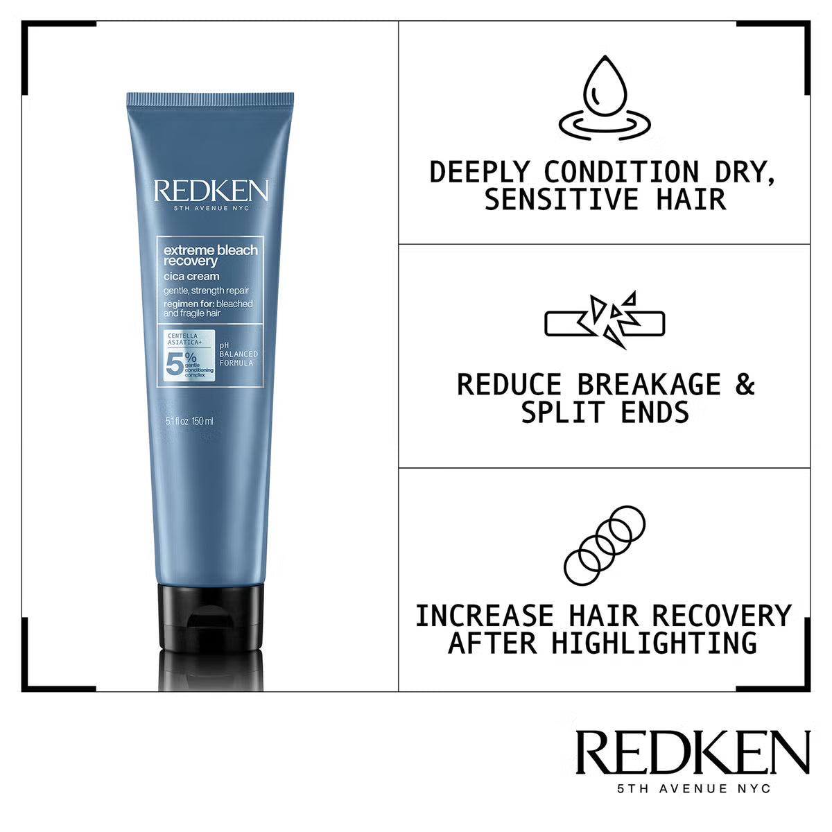 Redken hair care product with benefits listed on a white background